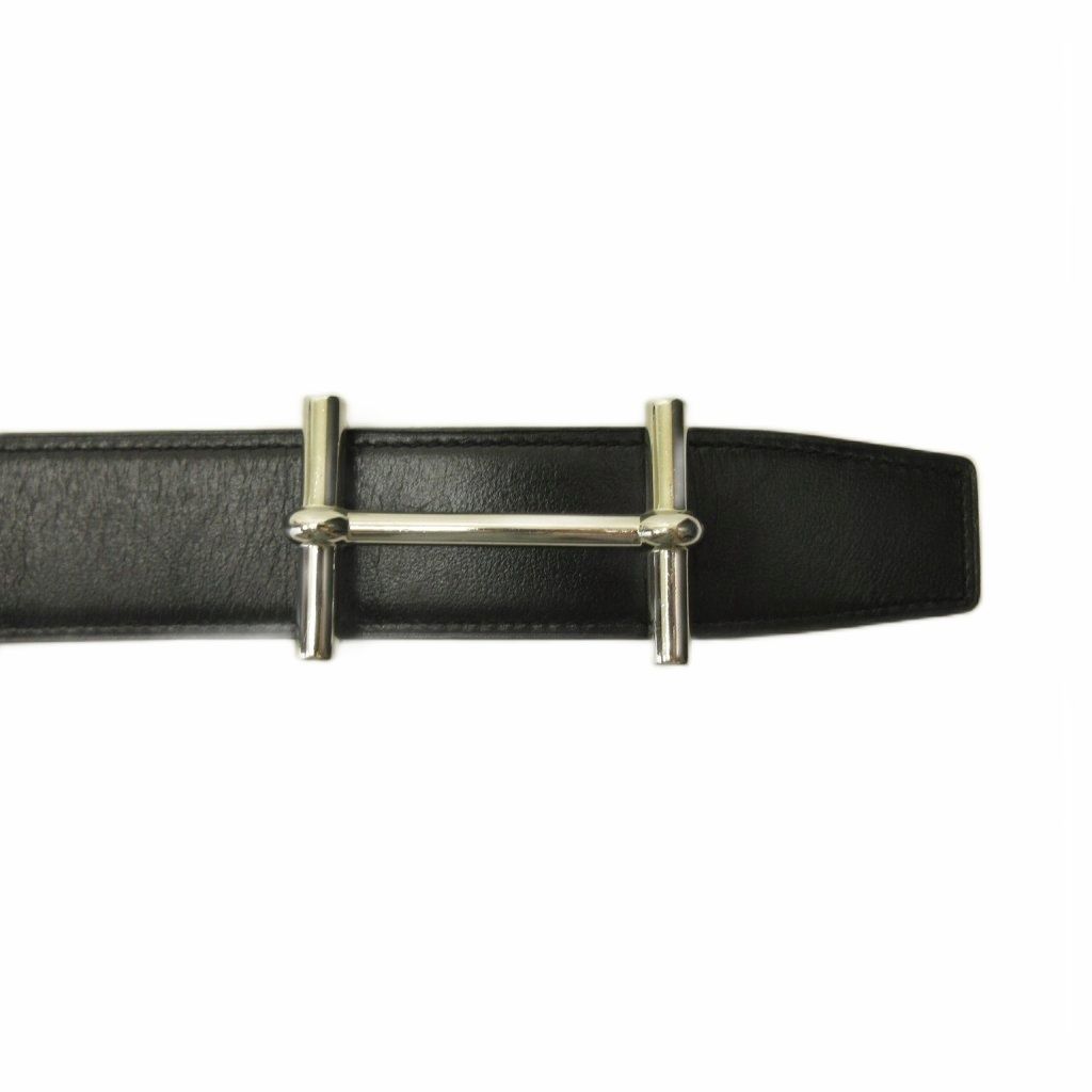 Hermes D'ancre Belt Reversible Leather Black Green