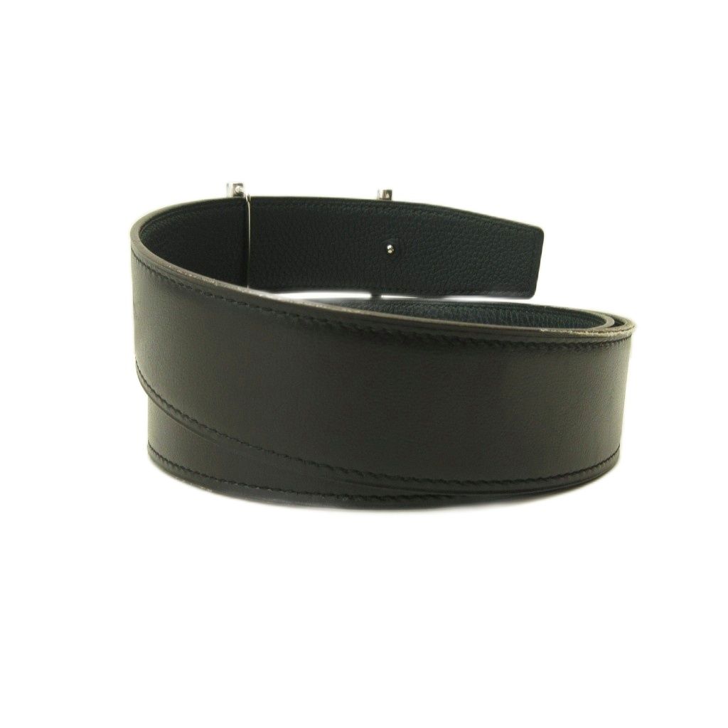 Hermes D'ancre Belt Reversible Leather Black Green