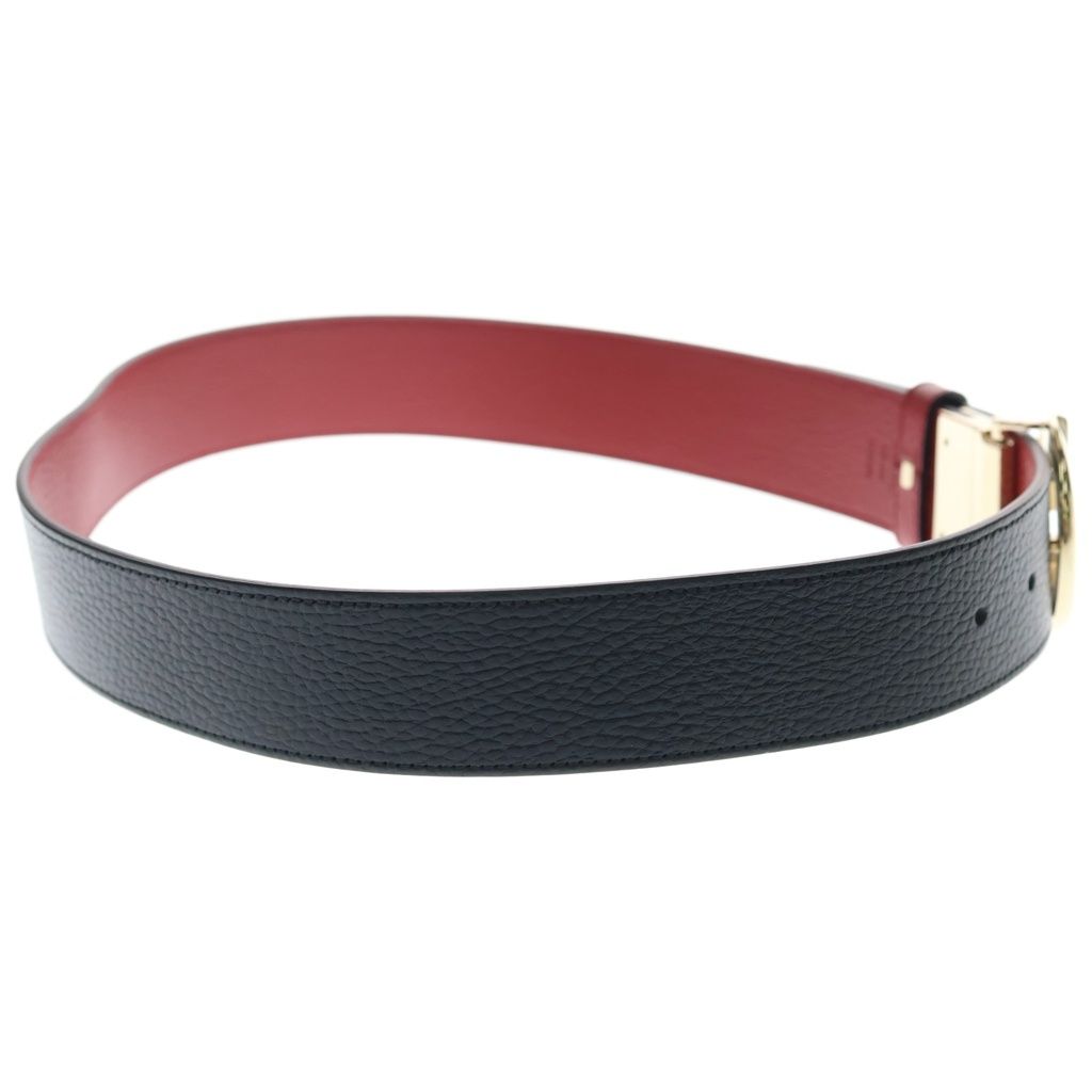 Gucci GG Buckle Reversible Leather Belt Gold Black