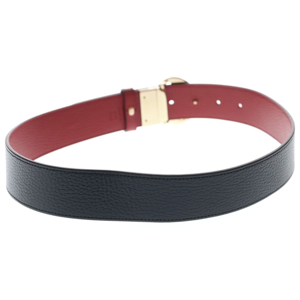 Gucci GG Buckle Reversible Leather Belt Gold Black