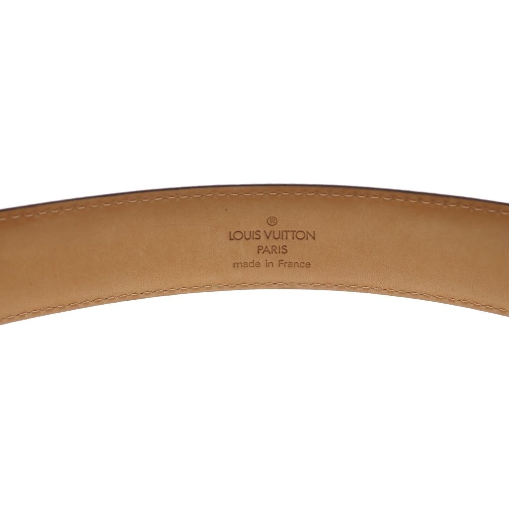 Louis Vuitton Ceinture Eclipse Classic Taiga Leather Belt Black Silver