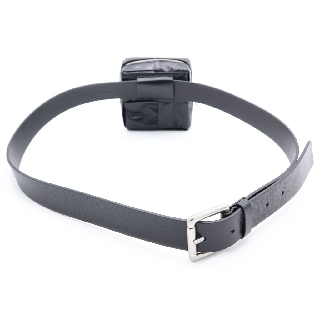 Bottega Veneta Cassette Maxi Intrecciato Belt Waist Back Black Leather