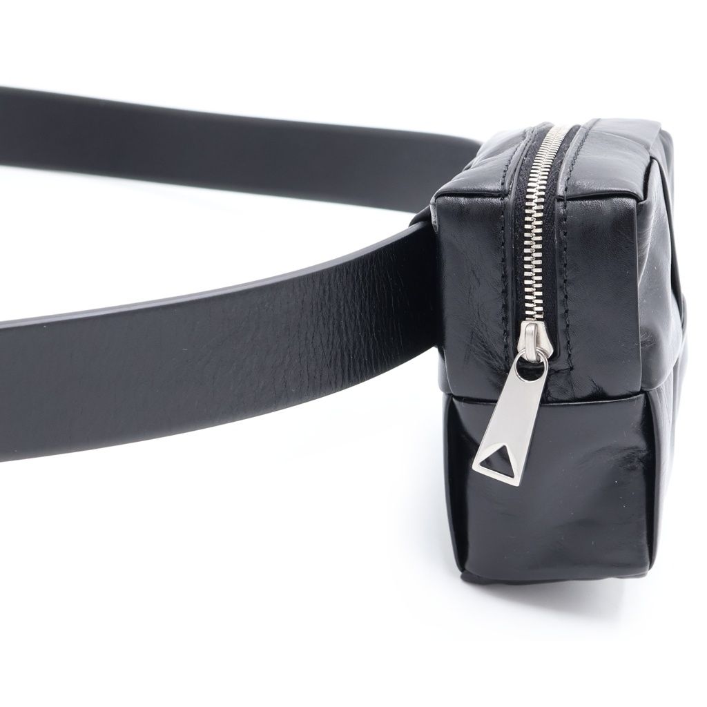 Bottega Veneta Cassette Maxi Intrecciato Belt Waist Back Black Leather