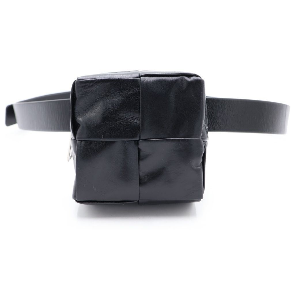 Bottega Veneta Cassette Maxi Intrecciato Belt Waist Back Black Leather