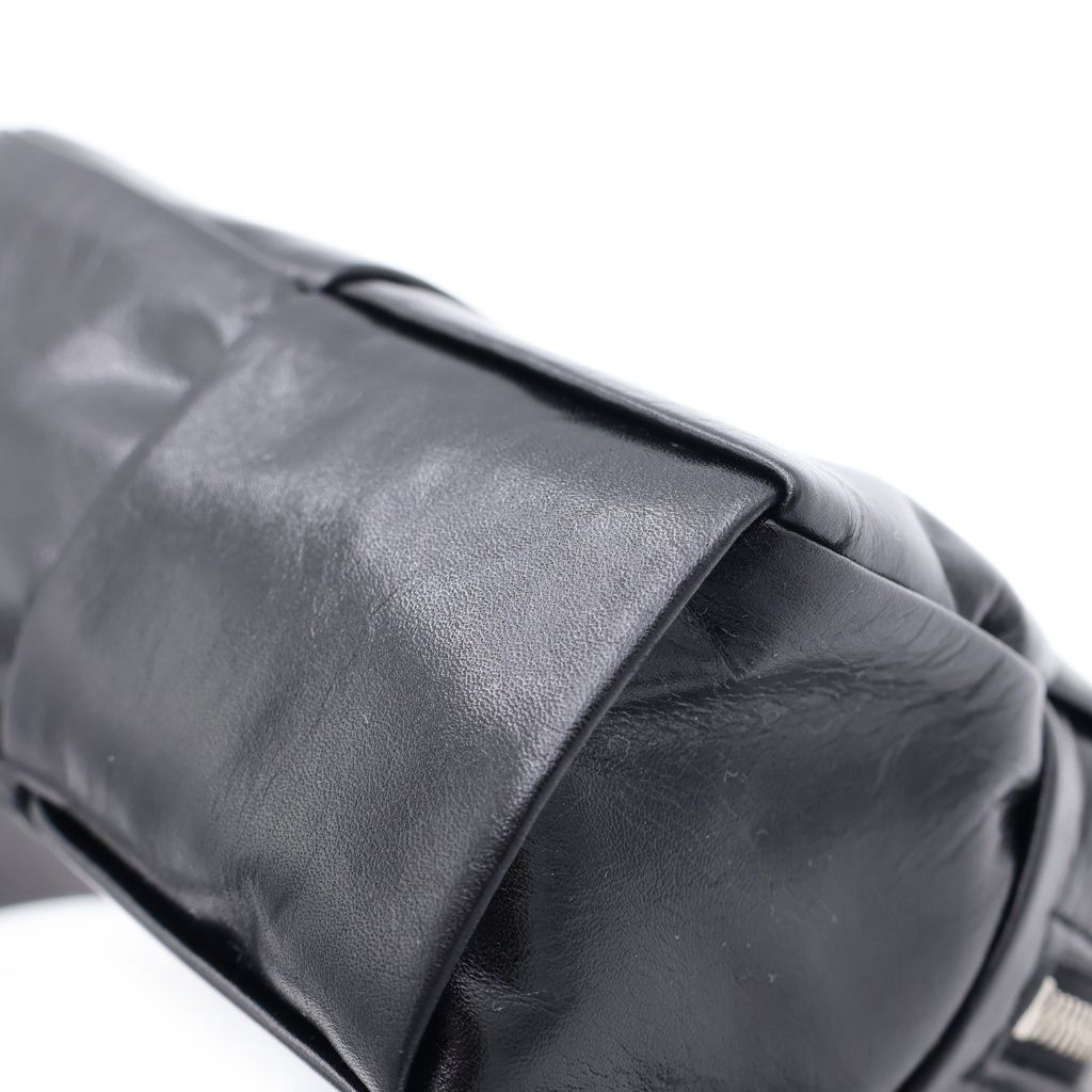 Bottega Veneta Cassette Maxi Intrecciato Belt Waist Back Black Leather