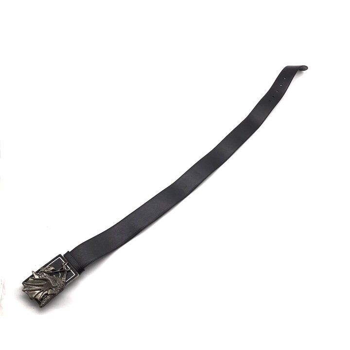 Prada Dragon Saffiano Leather Belt Animal Black Silver Bag Included