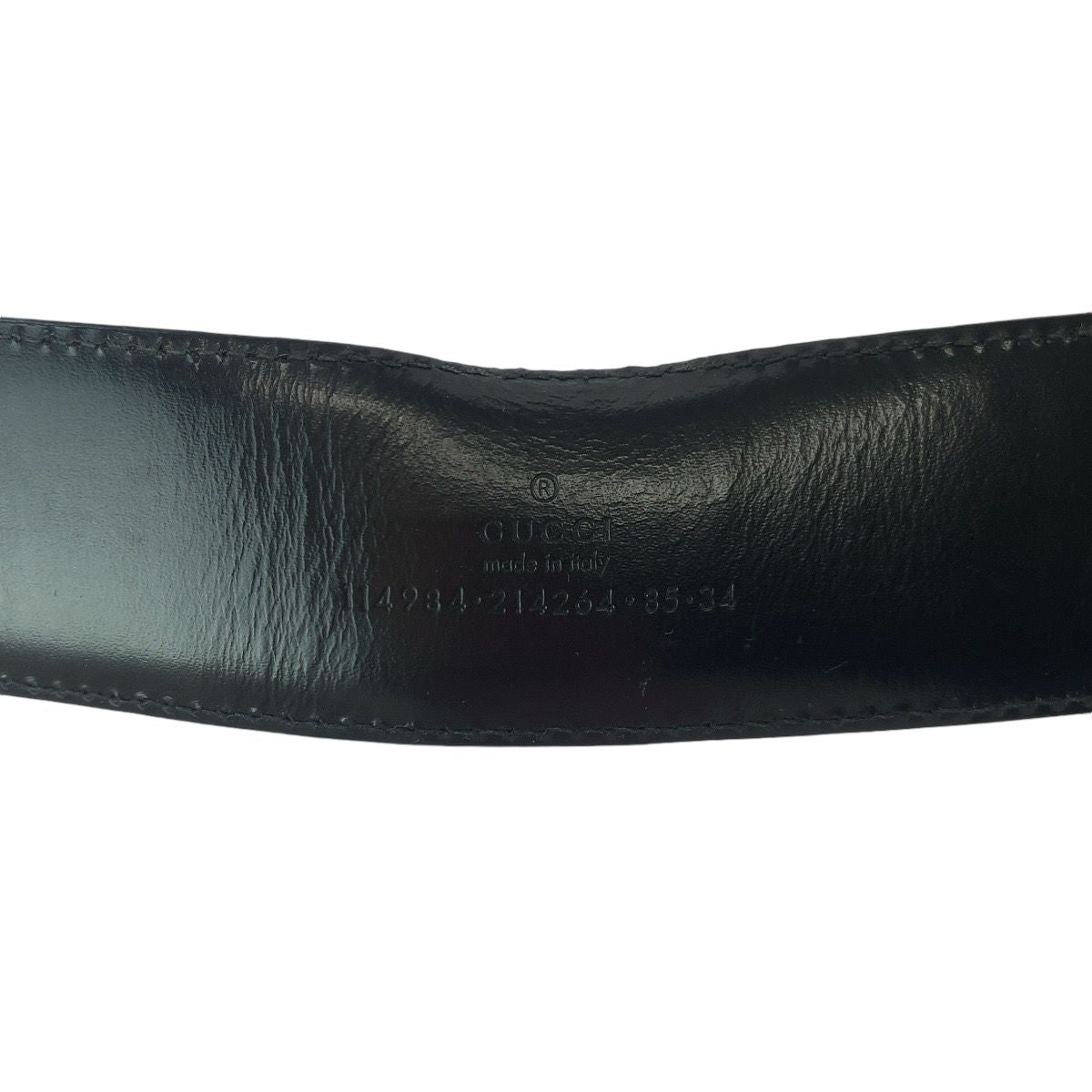 Gucci Guccissima Interlocking 85 Black Silver Leather Belt Buckle