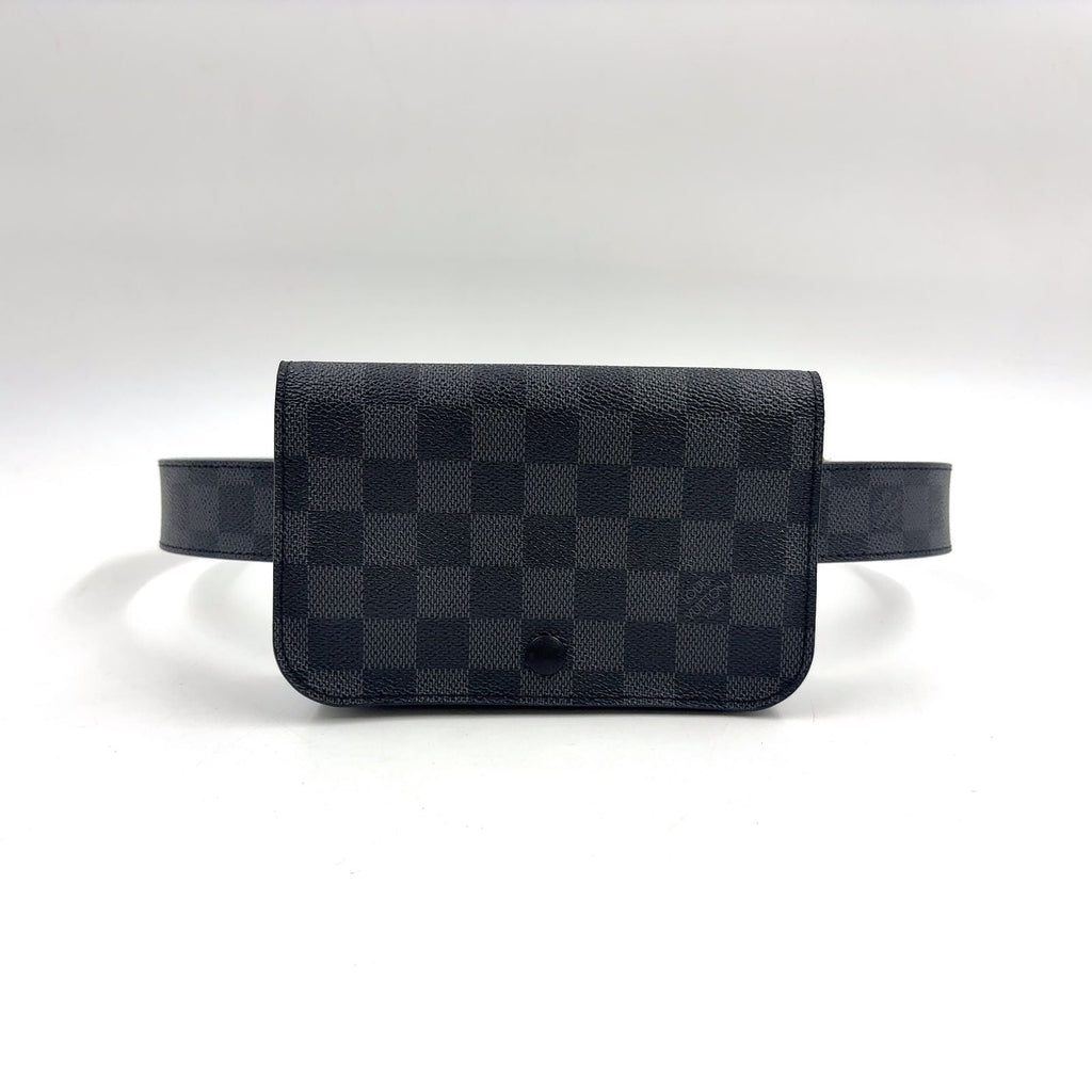 Louis Vuitton Ceinture Pochette Homme Damier Graphite Leather Black Belt Bag
