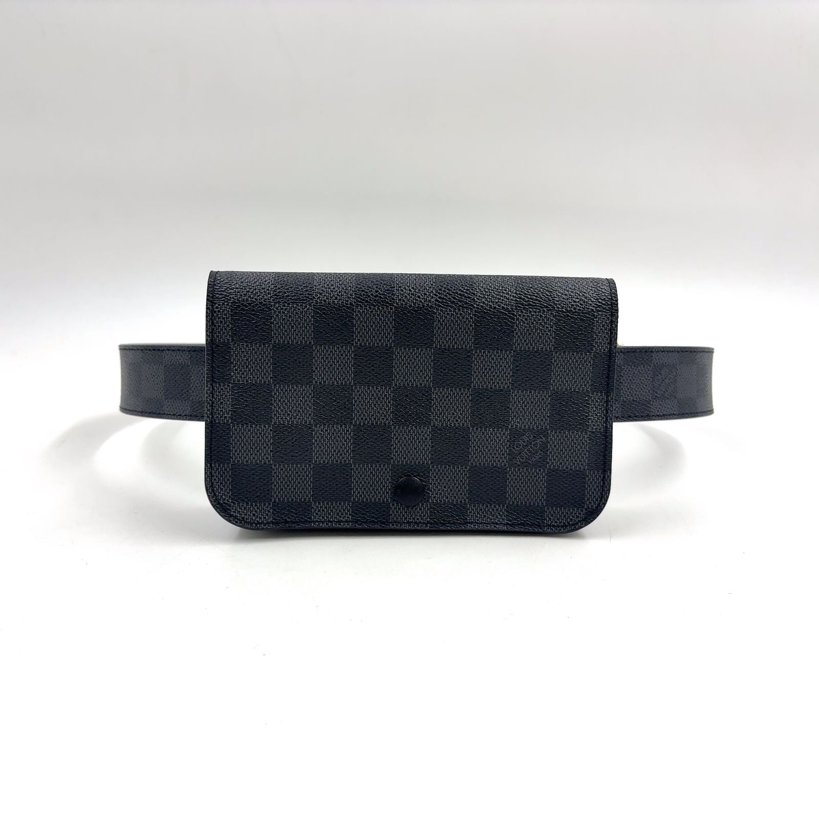 Louis Vuitton Ceinture Pochette Homme Damier Graphite Leather Black Belt Bag