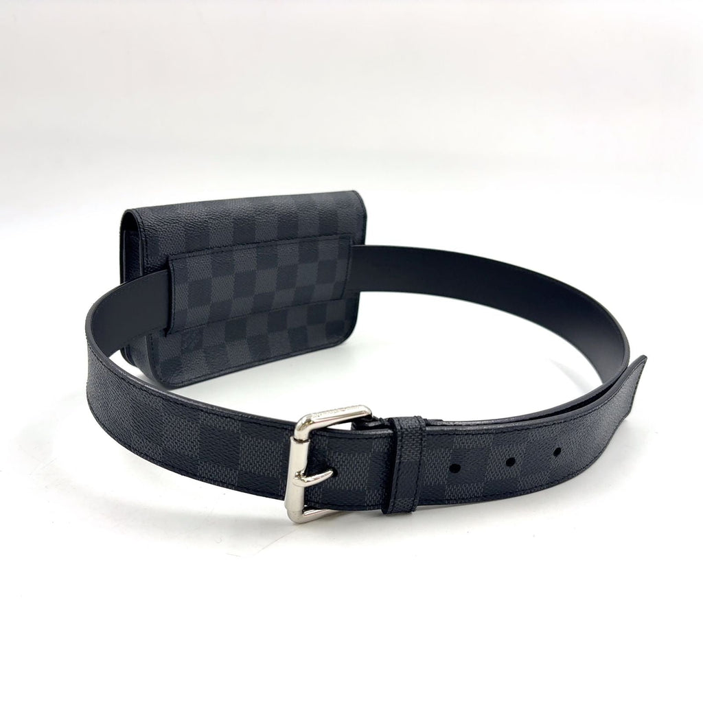Louis Vuitton Ceinture Pochette Homme Damier Graphite Leather Black Belt Bag