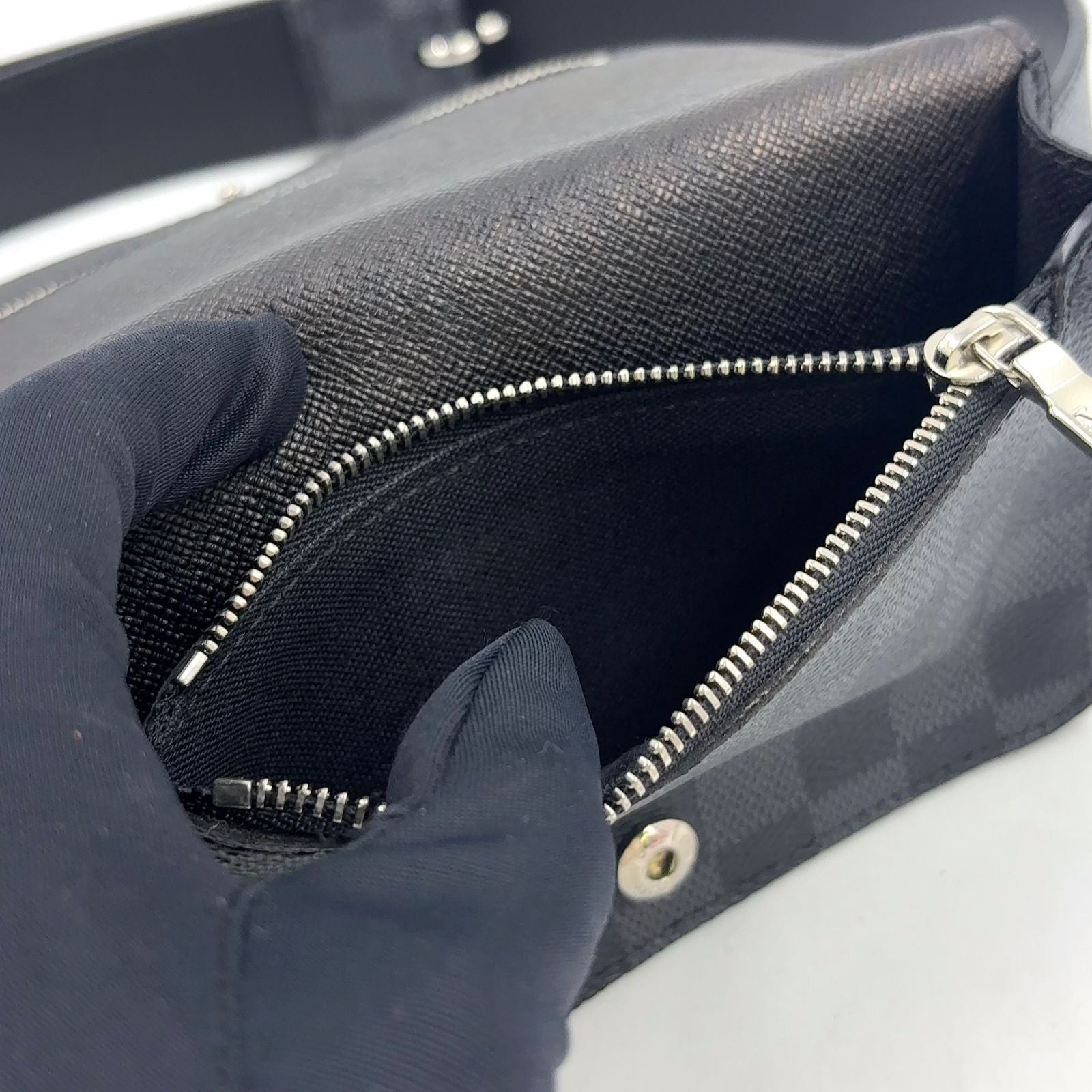 Louis Vuitton Ceinture Pochette Homme Damier Graphite Leather Black Belt Bag