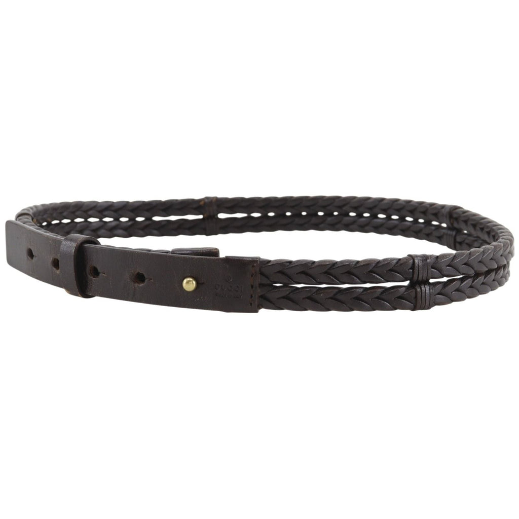 Gucci Mesh Leather Brown Belt