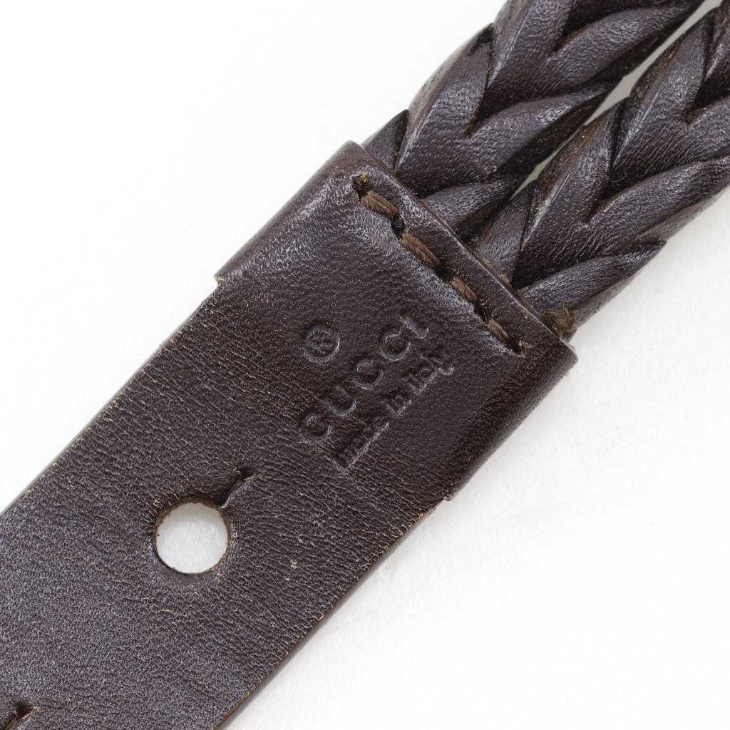 Gucci Mesh Leather Brown Belt