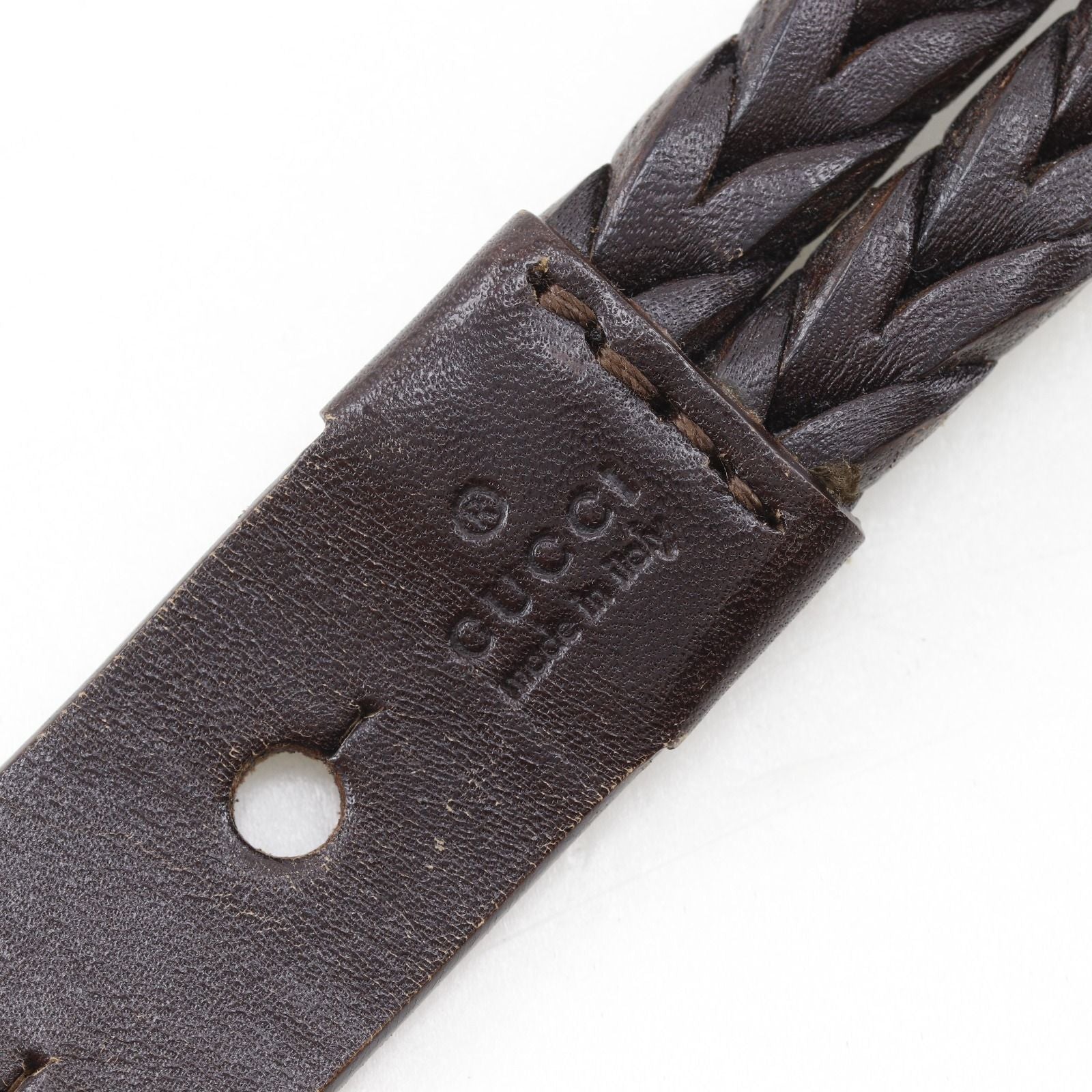 Gucci Mesh Leather Brown Belt