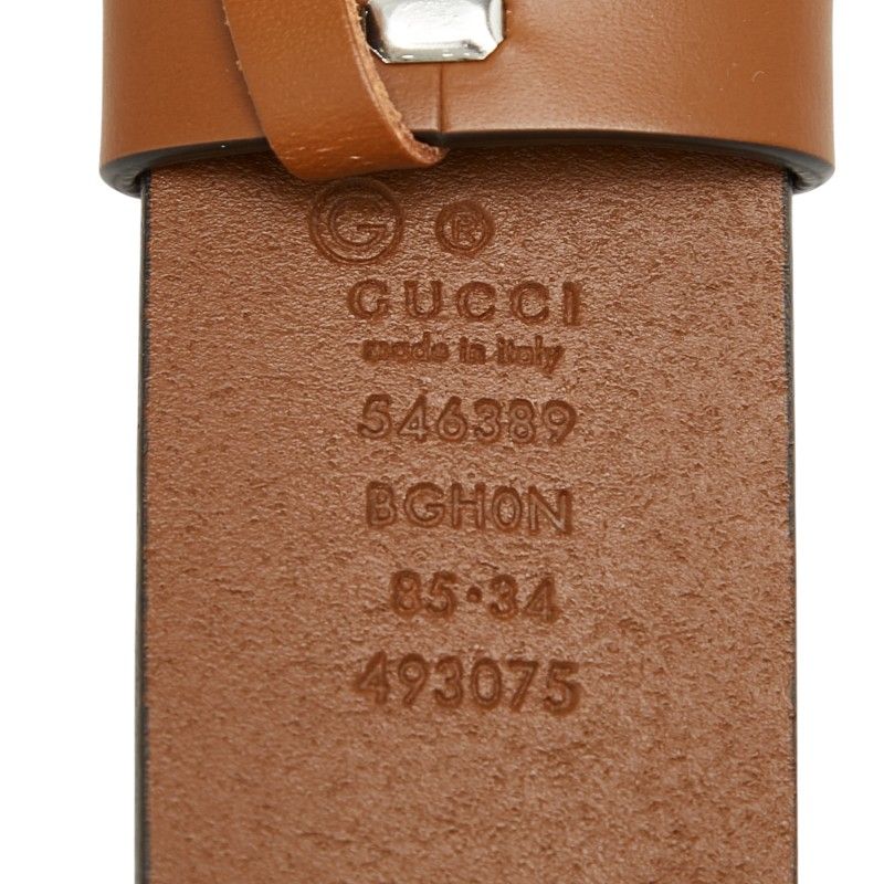 Gucci Interlocking Belt 85 34 GG Buckle Brown Leather