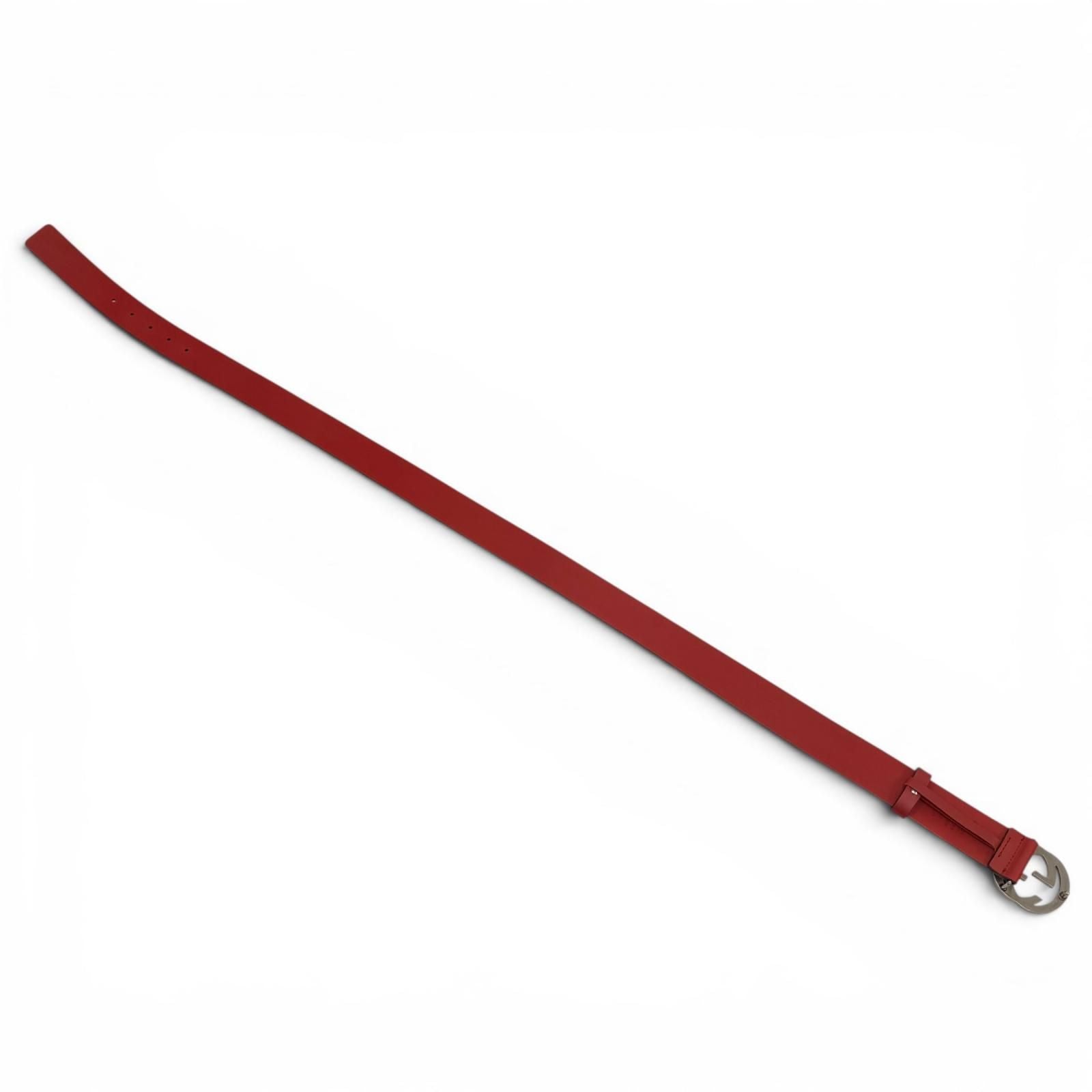 Gucci Interlocking Leather Belt Red Silver