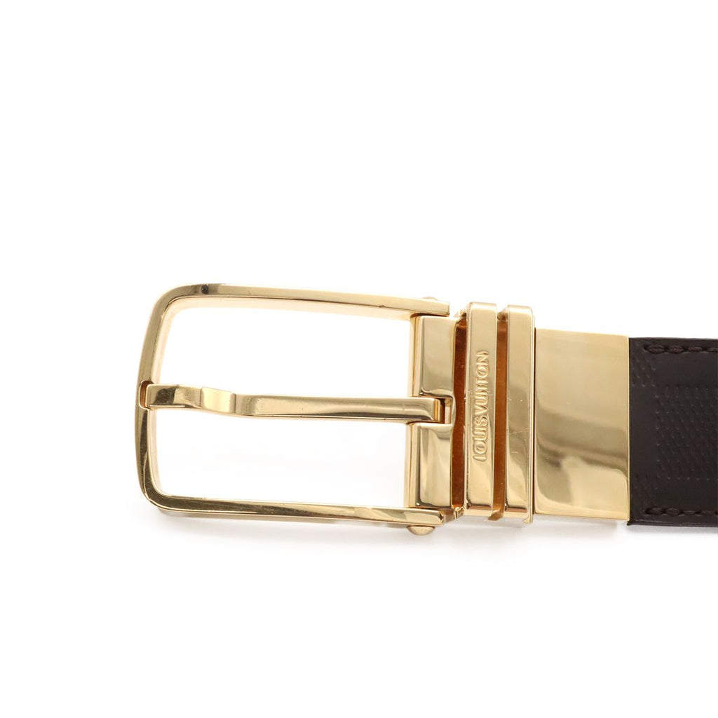 Louis Vuitton Damier Infini Boston Belt 35 Reversible Mocha Dark Brown Gold 90