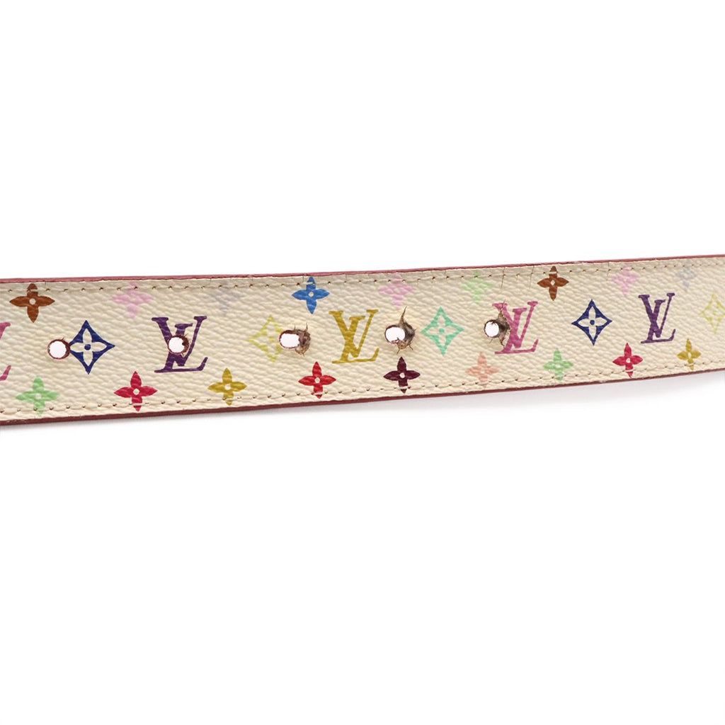 Louis Vuitton Monogram Multicolor Ceinture Carre Belt Leather Blanc White 80