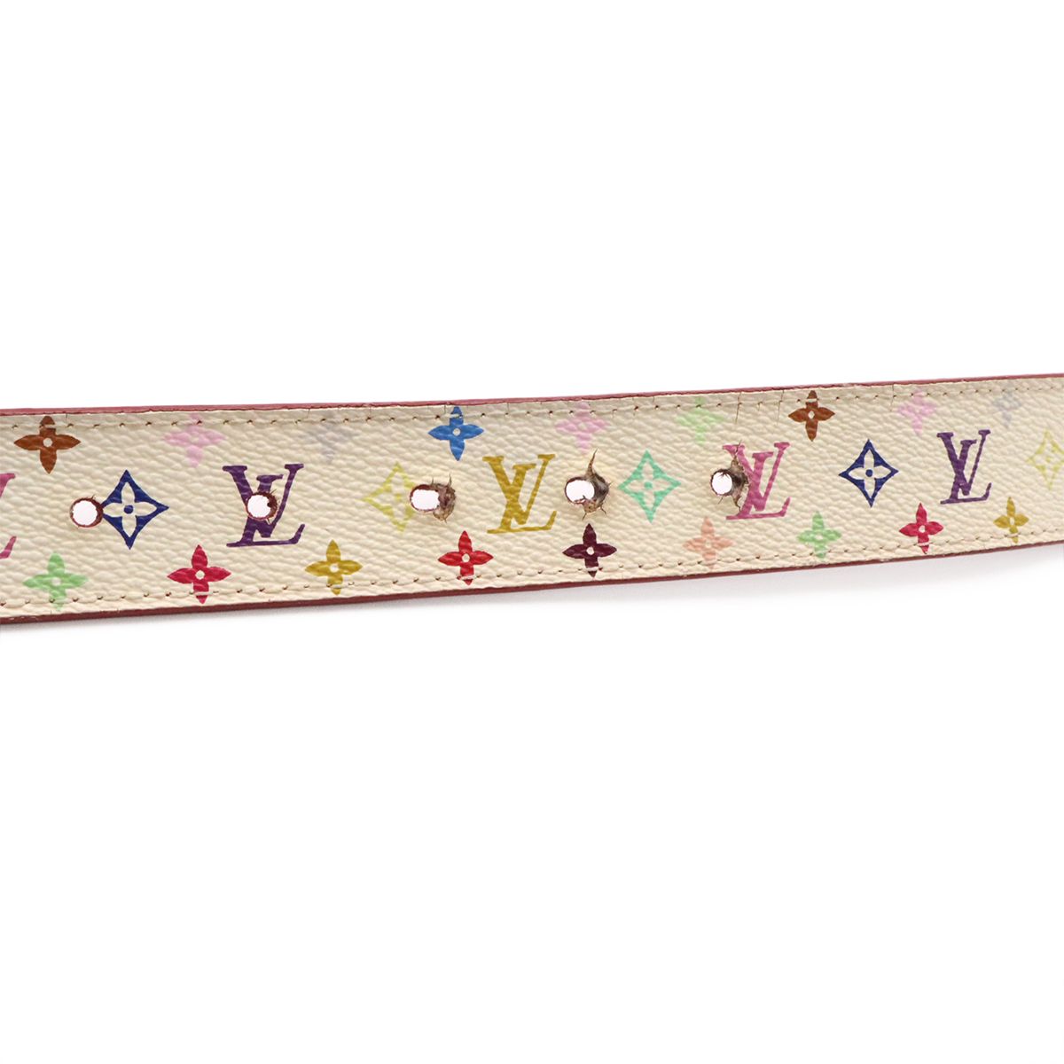 Louis Vuitton Monogram Multicolor Ceinture Carre Belt Leather Blanc White 80