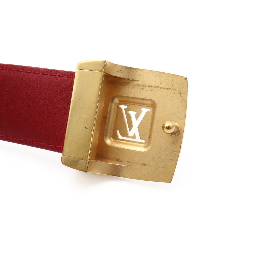 Louis Vuitton Monogram Multicolor Ceinture Carre Belt Leather Blanc White 80