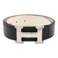 Hermes Belt Buckle Reversible Box Calf Veau Epsom Black White Silver 85