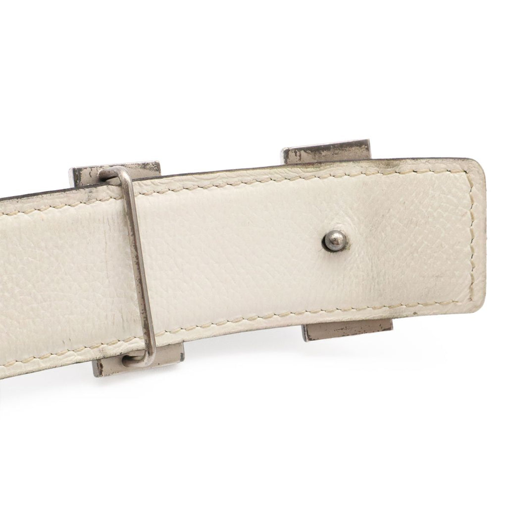 Hermes Belt Buckle Reversible Box Calf Veau Epsom Black White Silver 85