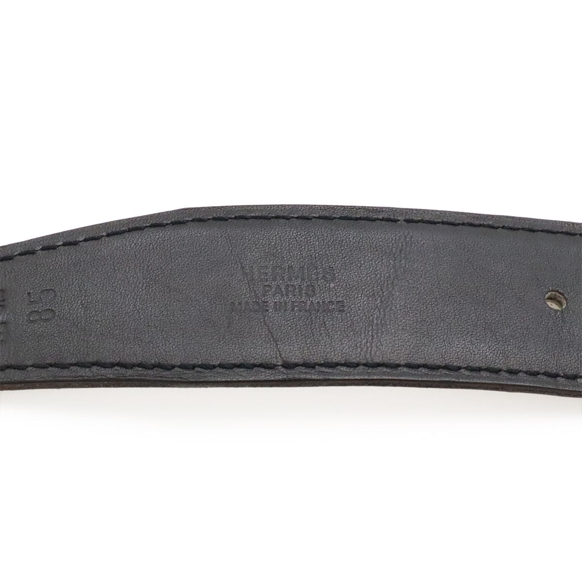 Hermes Belt Buckle Reversible Box Calf Veau Epsom Black White Silver 85