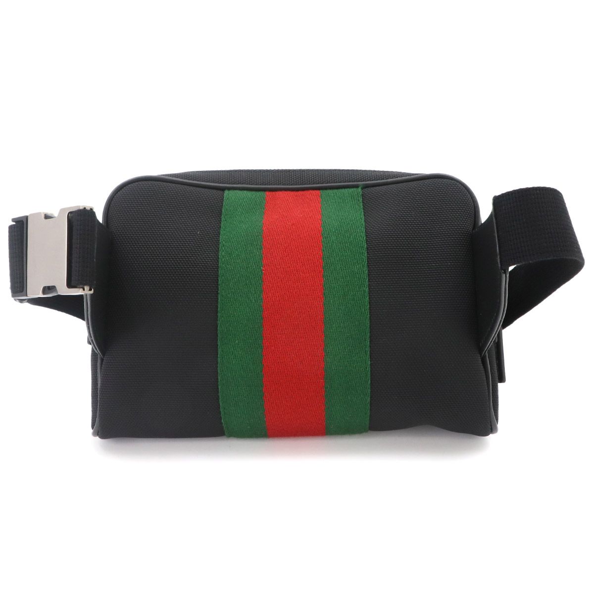 Gucci Sherry Line Belt Bag Canvas Leather Black Silver