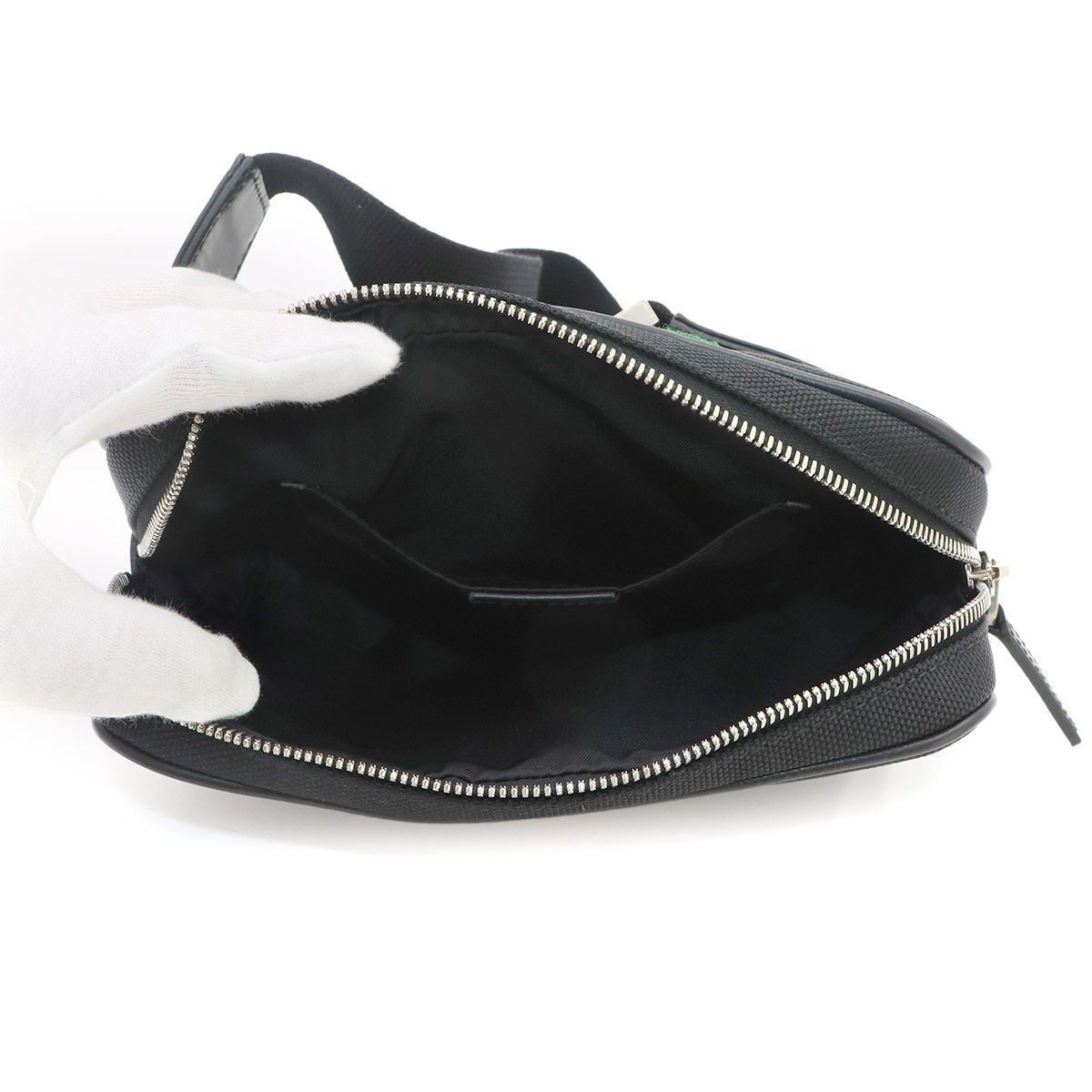 Gucci Sherry Line Belt Bag Canvas Leather Black Silver