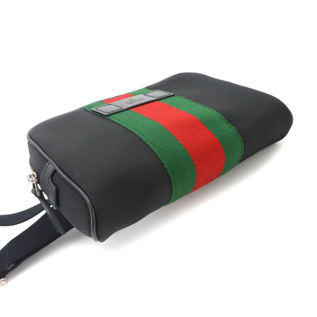 Gucci Sherry Line Belt Bag Canvas Leather Black Silver