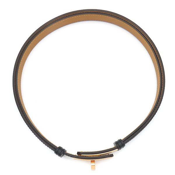 Hermes Belt Kelly 18 Veau Epsom Black Rose Gold New Turnlock Slide Adjustment