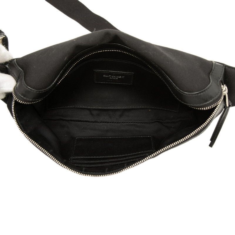 Saint Laurent Belt Bag Black Canvas Leather