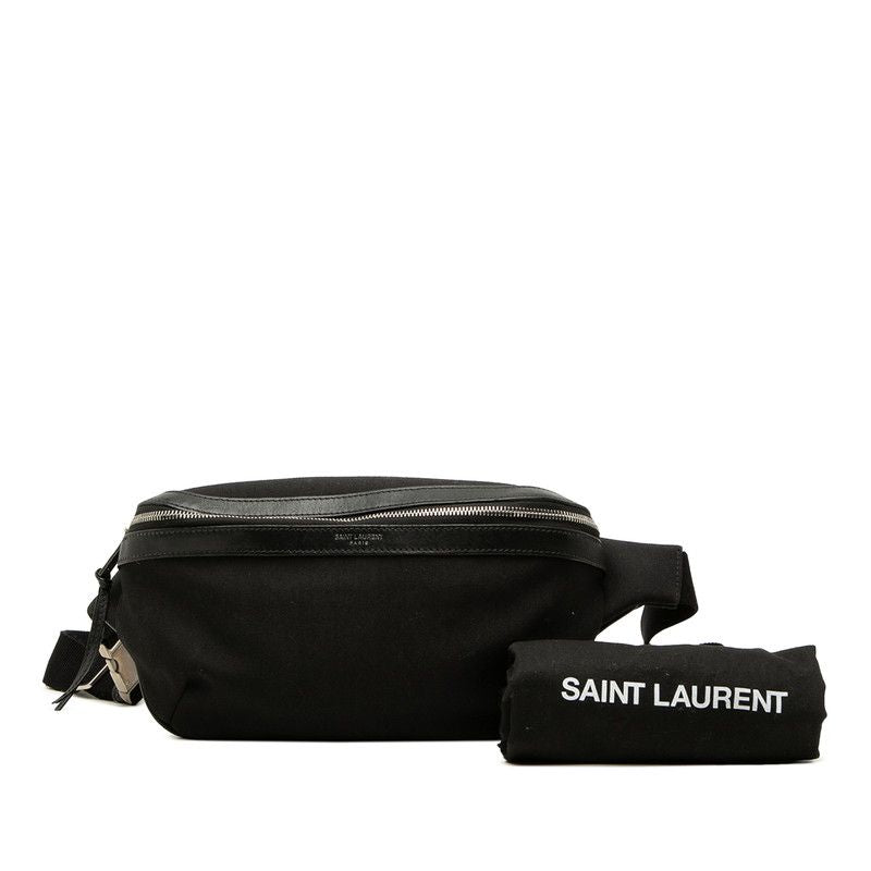 Saint Laurent Belt Bag Black Canvas Leather