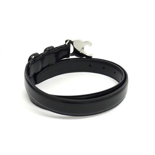 Celine Triomphe Leather Silver Hardware Belt Size 80 Black Fq0373