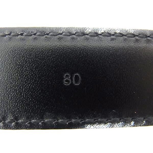 Celine Triomphe Leather Silver Hardware Belt Size 80 Black Fq0373