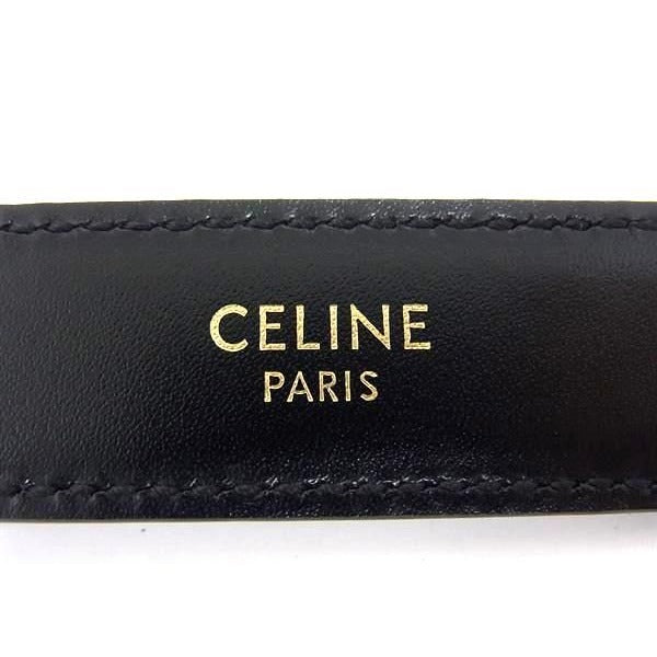 Celine Triomphe Leather Silver Hardware Belt Size 80 Black Fq0373