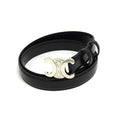 Celine Triomphe Leather Silver Hardware Belt Size 80 Black Fq0373