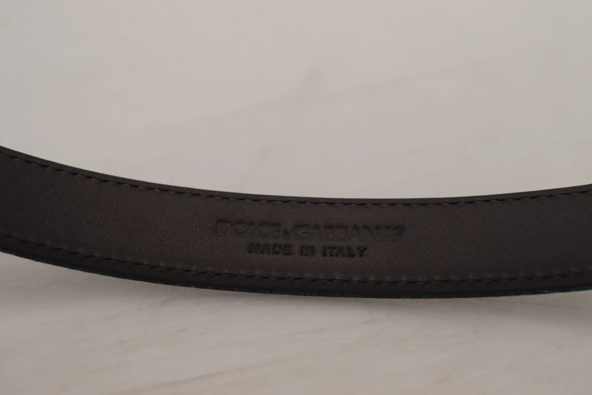 Dolce & Gabbana Blue Jacquard Moire Silver Metal Belt Men