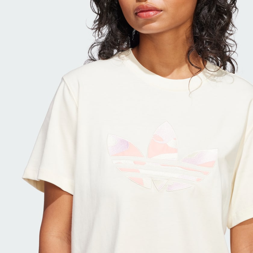 Women's adidas Camo Crop Infilled Logo Tee
