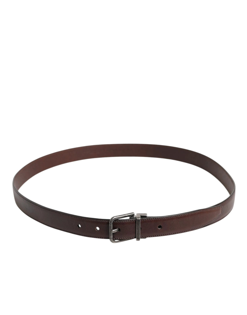 Dolce & Gabbana Brown Classic Calf Leather Metal Buckle Belt
