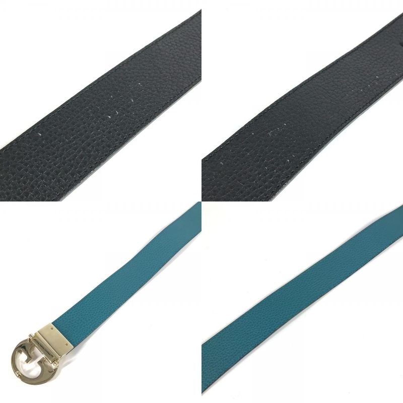 Gucci Belt Double G GG Logo Leather Black