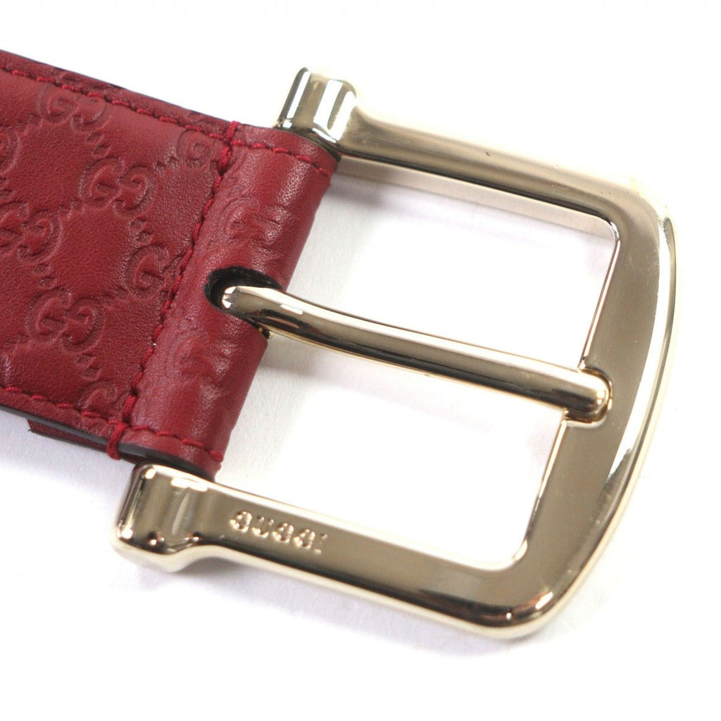 Gucci Micro Guccissima GG Pattern Pin Buckle Leather Belt Red Gold
