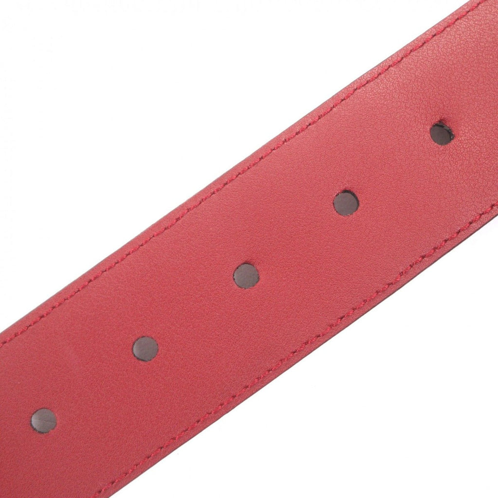 Gucci Micro Guccissima GG Pattern Pin Buckle Leather Belt Red Gold