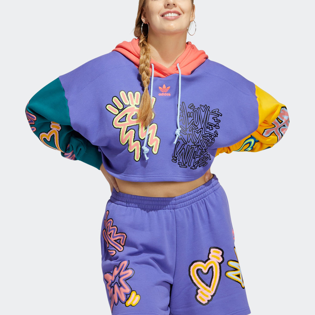 Women's adidas Love Unites Crop Hoodie (Plus Size)
