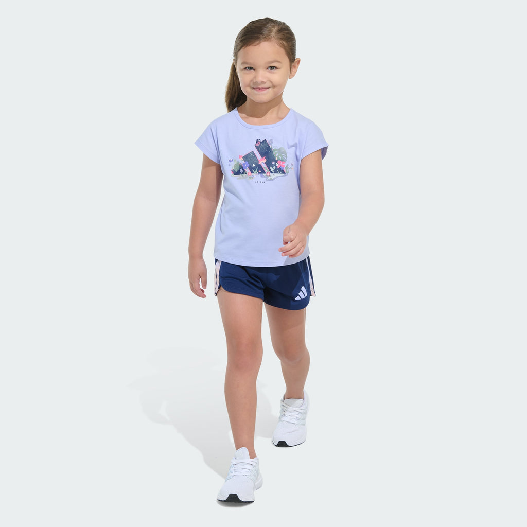 Kids' adidas Two-Piece Short Sleeve Graphic Tee and Mesh Shorts Set