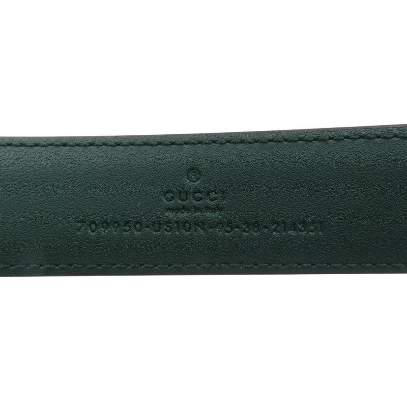 Gucci G Buckle Size 95 Leather Green Belt 0368