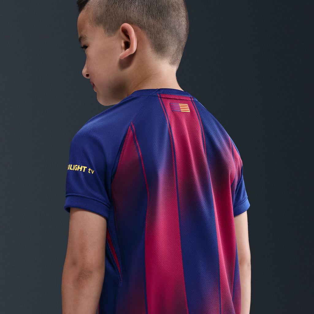 Nike FC Barcelona 2025/26 Stadium Home Little Kids' Soccer Replica 3-Piece Kit