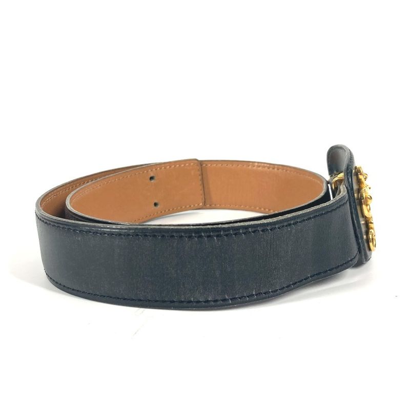 Hermes Belt Vintage Buckle Leather Black