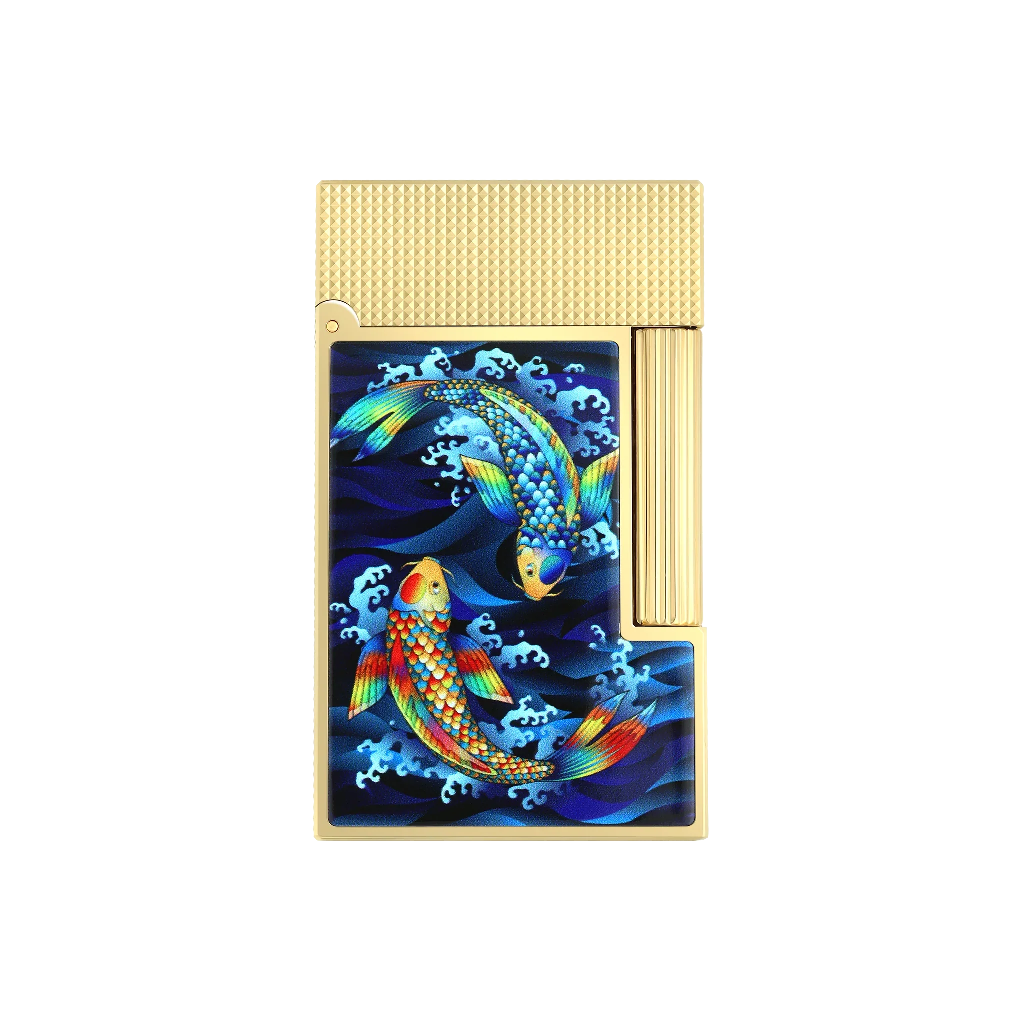 S.T. DUPONT Ligne 2 Golden Koi Fish Blue Lighter/Briquet C16397SH