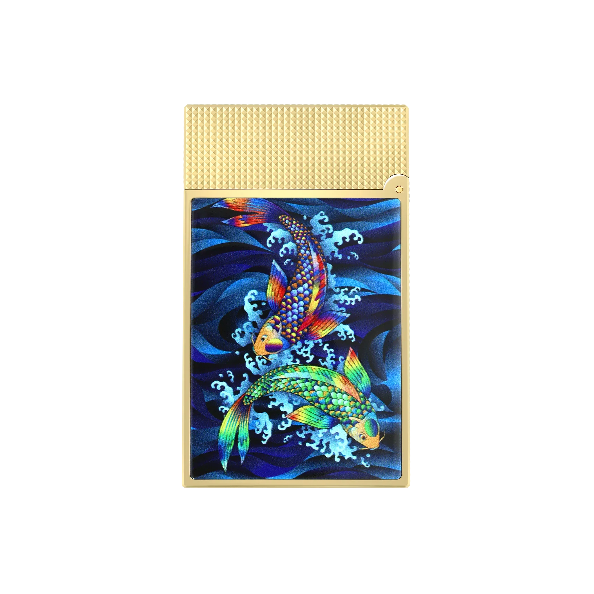 S.T. DUPONT Ligne 2 Golden Koi Fish Blue Lighter/Briquet C16397SH
